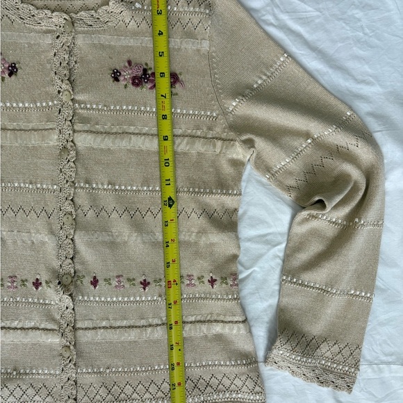 Pendleton Beige Cardigan with Floral Embroidery - Picture 3 of 4